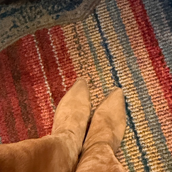 Tan Faux Suede Over-the-knee Women's Western Dress Boots - Picture 3 of 5